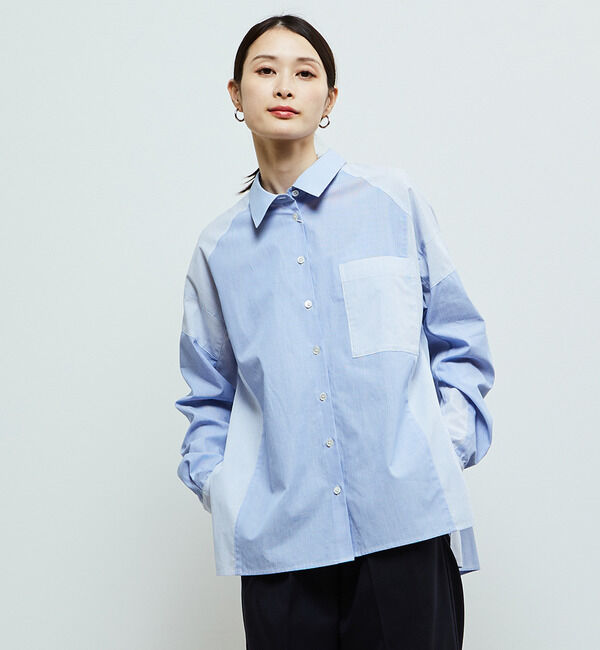 SOFFITTO「先染めストライプMIXシャツ」|シャツ・ブラウス|ブルー