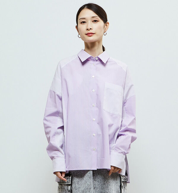 SOFFITTO「先染めストライプMIXシャツ」|シャツ・ブラウス|ラベンダー