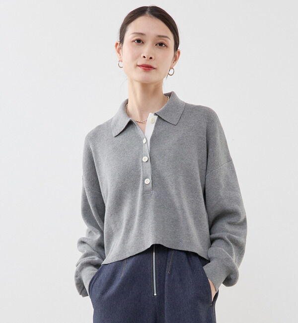Soffitto「ポロ ニットプルオーバー」|ニット・セーター|トップグレー