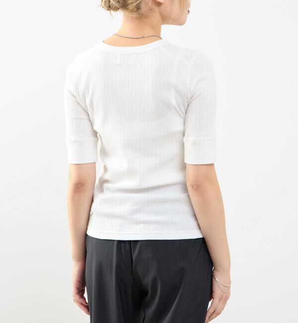 SOFFITTO「ランダムリブ5分袖Tシャツ」|Tシャツ・カットソー|