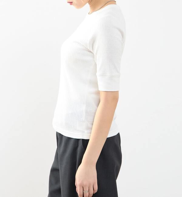 SOFFITTO「ランダムリブ5分袖Tシャツ」|Tシャツ・カットソー|