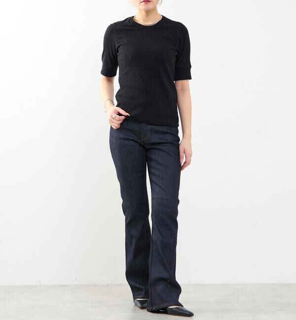 SOFFITTO「ランダムリブ5分袖Tシャツ」|Tシャツ・カットソー|