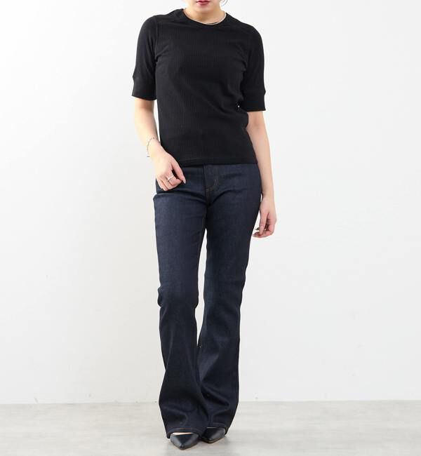 SOFFITTO「ランダムリブ5分袖Tシャツ」|Tシャツ・カットソー|