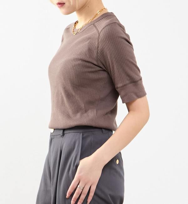 SOFFITTO「ランダムリブ5分袖Tシャツ」|Tシャツ・カットソー|