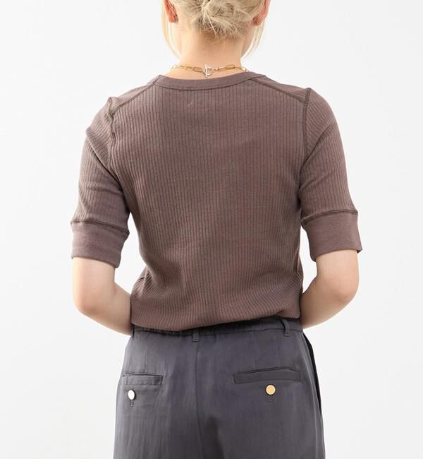 SOFFITTO「ランダムリブ5分袖Tシャツ」|Tシャツ・カットソー|