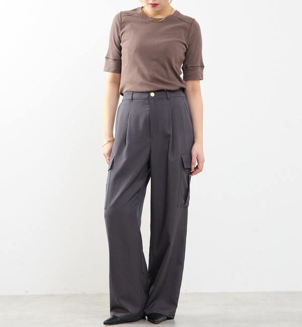 SOFFITTO「ランダムリブ5分袖Tシャツ」|Tシャツ・カットソー|