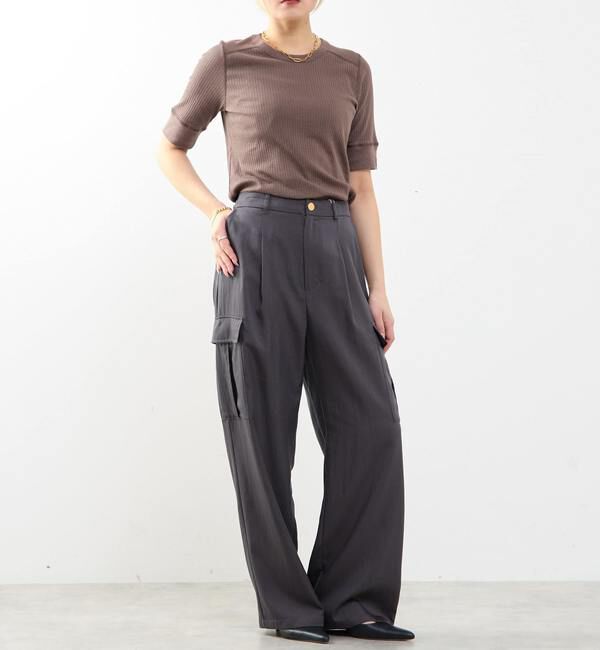 SOFFITTO「ランダムリブ5分袖Tシャツ」|Tシャツ・カットソー|