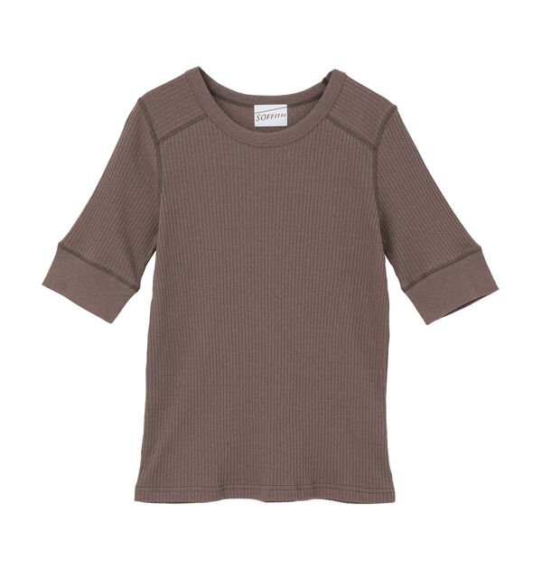 SOFFITTO「ランダムリブ5分袖Tシャツ」|Tシャツ・カットソー|