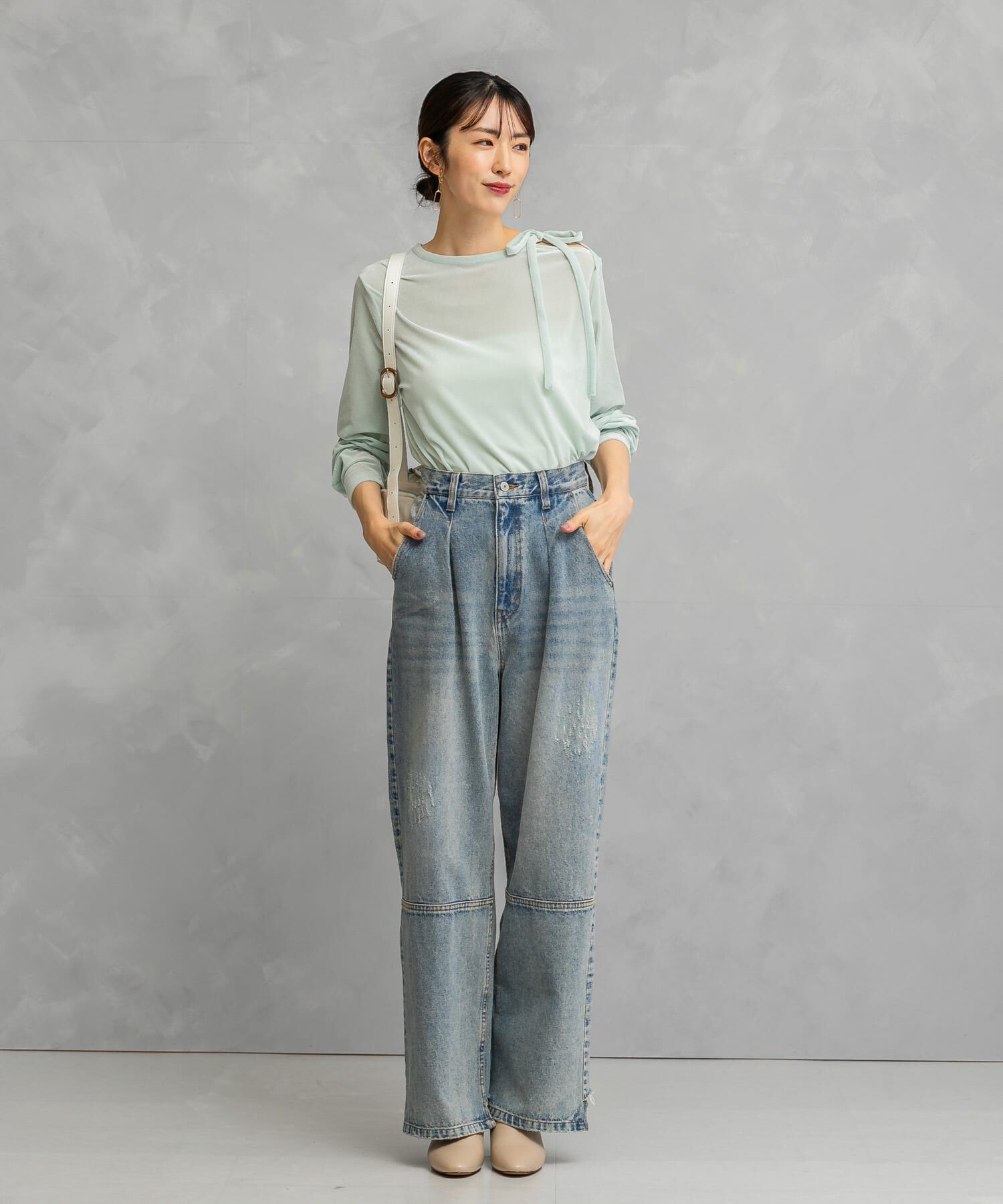 URBAN RESEARCH ROSSO「シアーベロアスリットデザインカットソー」|Tシャツ・カットソー|