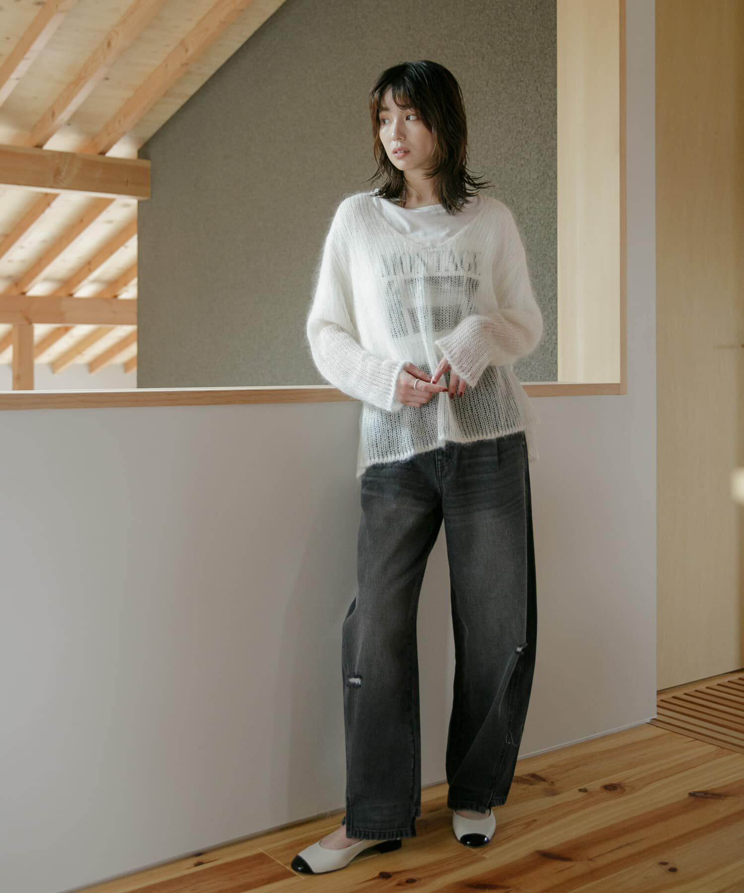 URBAN RESEARCH ROSSO「YENN　CURVED SEAM DENIM PANTS」|デニム|