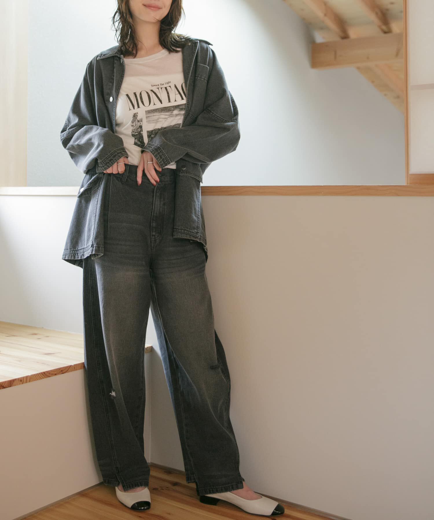 URBAN RESEARCH ROSSO「YENN　CURVED SEAM DENIM PANTS」|デニム|