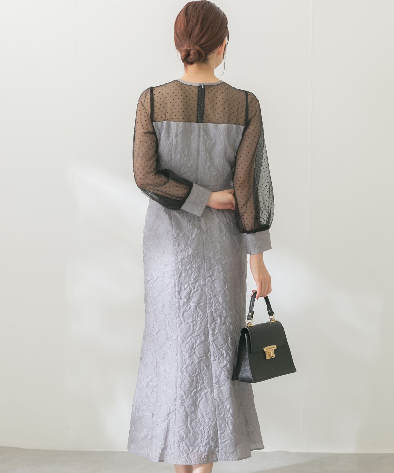 URBAN RESEARCH ROSSO「kaene　エンボスフラワードットミックスドレス」|ワンピース|