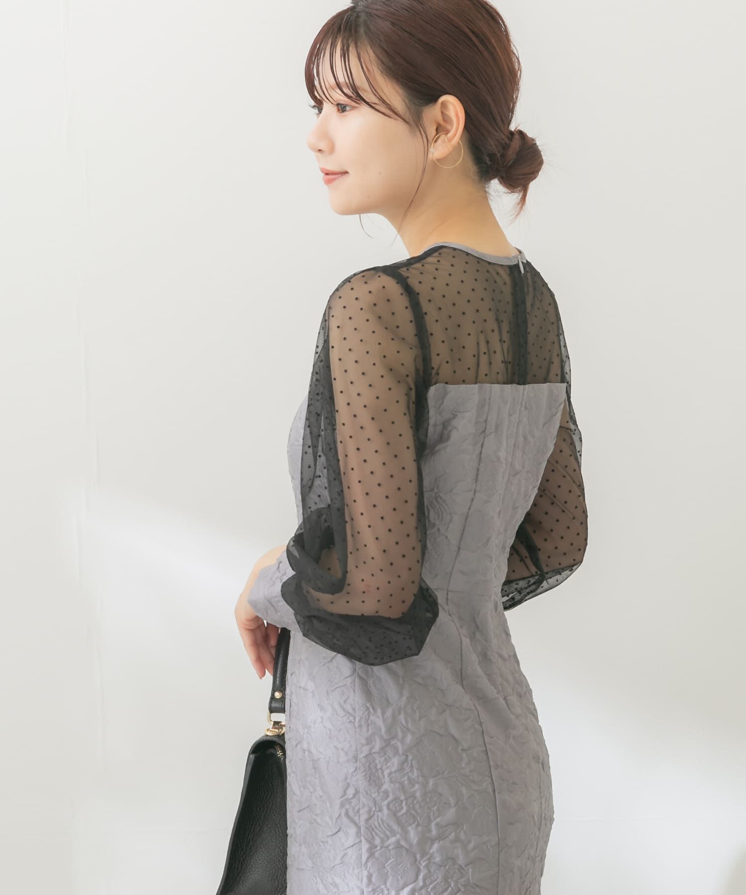 URBAN RESEARCH ROSSO「kaene　エンボスフラワードットミックスドレス」|ワンピース|