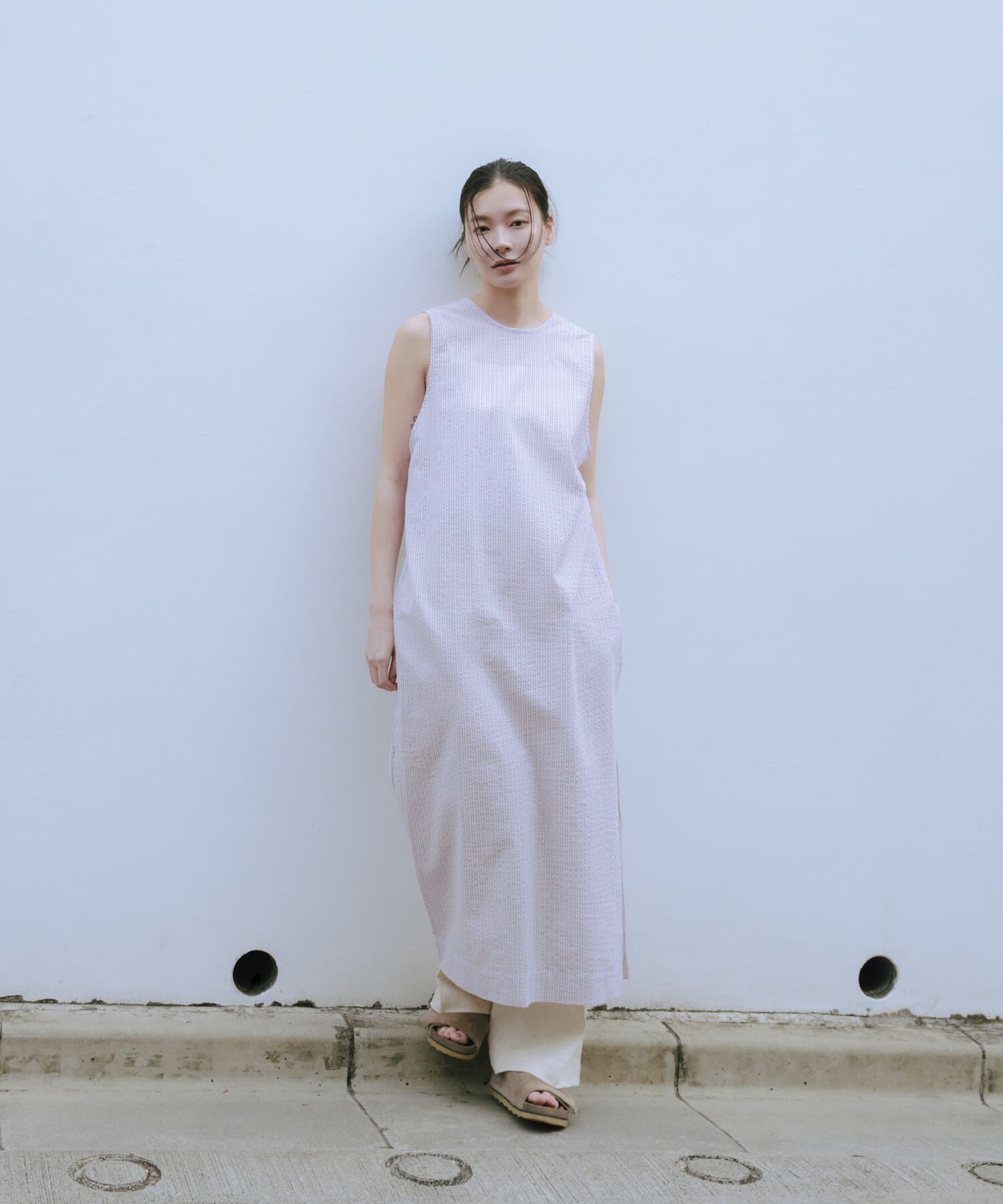 URBAN RESEARCH「new basic　インドコットンサッカーストライプワンピース」|ワンピース|レッド