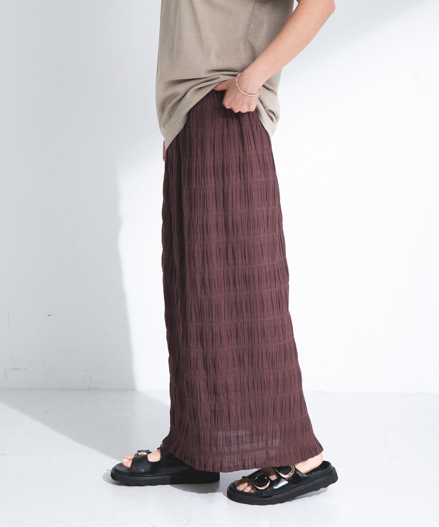 Sonny Label 「コットンシャーリングIラインスカート」|スカート|ブラウン