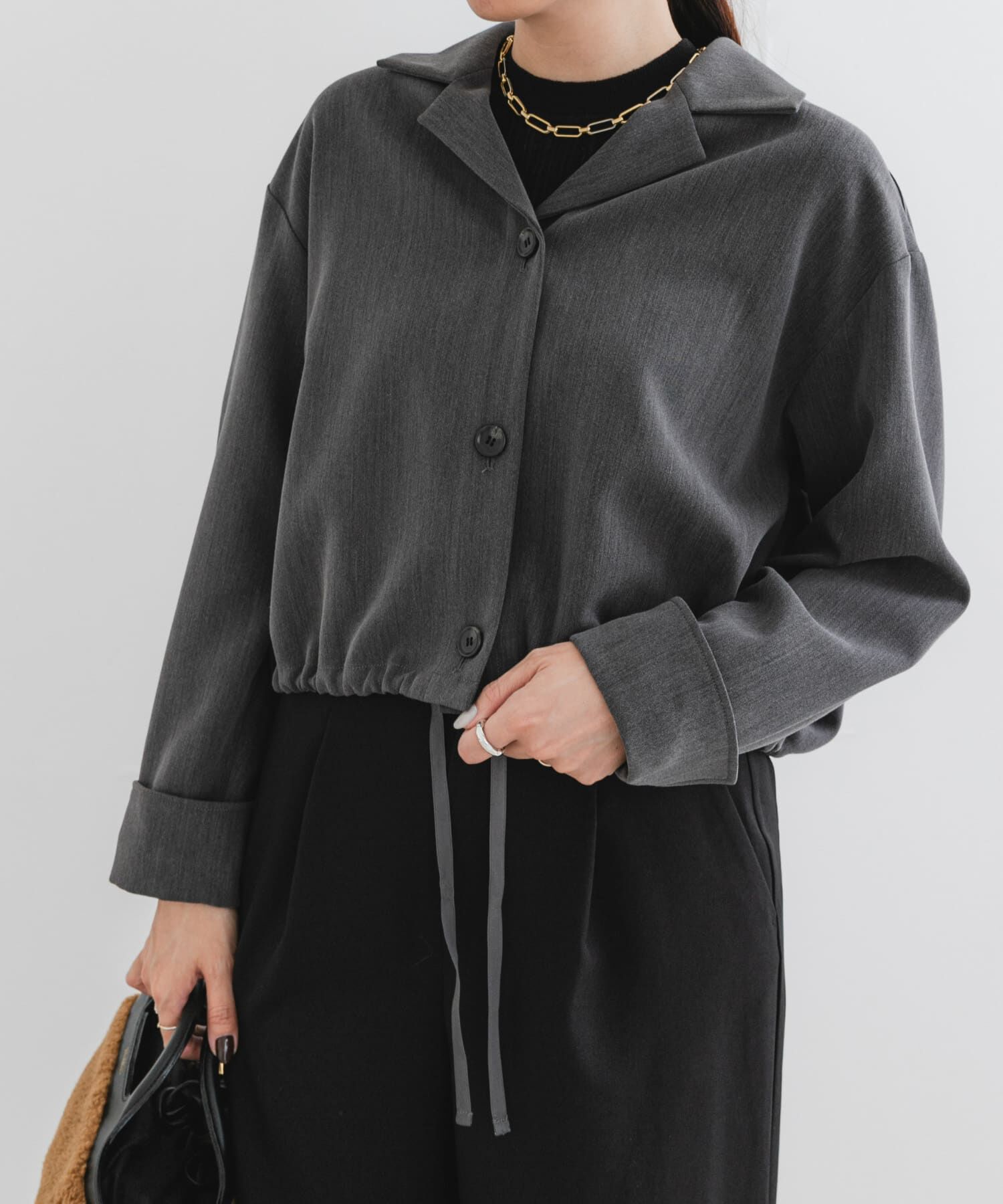 URBAN RESEARCH ROSSO「F by ROSSO　オープンカラーシャツジャケット」|ノーカラーコート|グレー