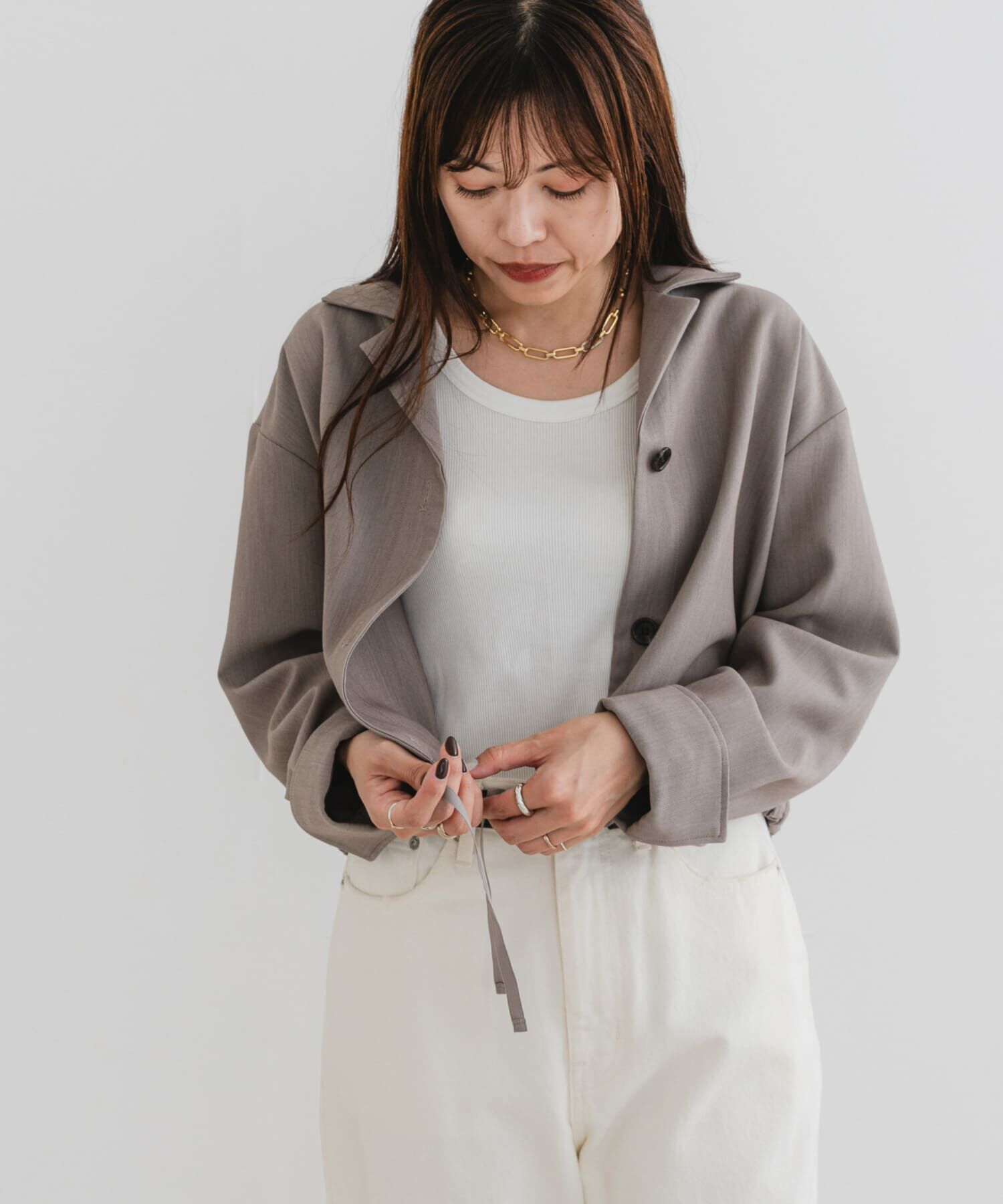 URBAN RESEARCH ROSSO「F by ROSSO　オープンカラーシャツジャケット」|ノーカラーコート|