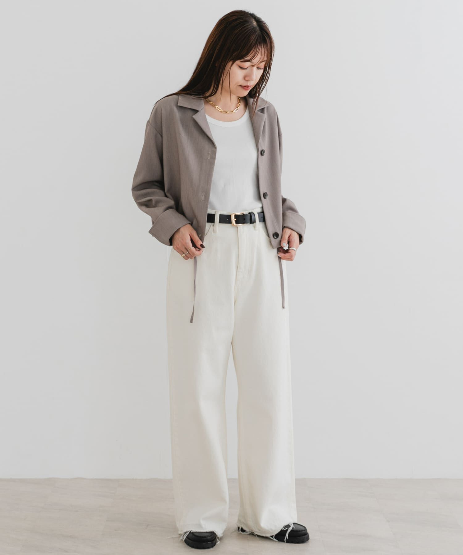 URBAN RESEARCH ROSSO「F by ROSSO　オープンカラーシャツジャケット」|ノーカラーコート|