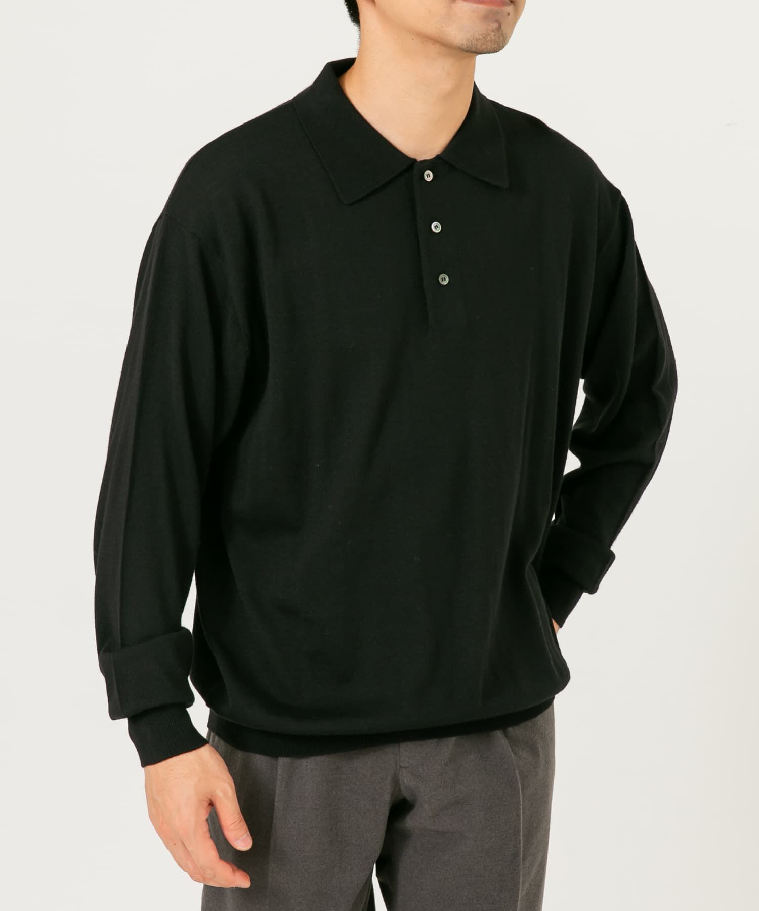 URBAN RESEARCH ROSSO「イタリア糸メリノウールニットポロシャツ」|ニット・セーター|