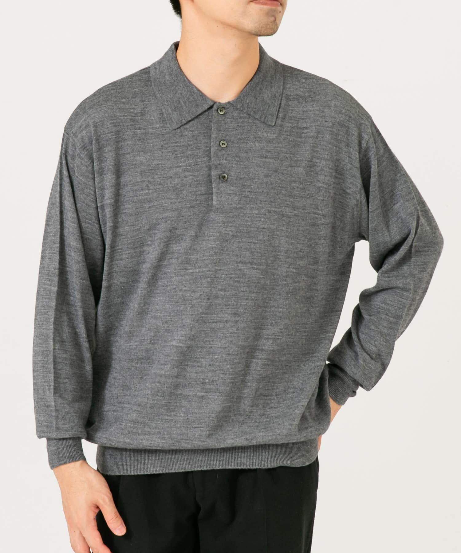 URBAN RESEARCH ROSSO「イタリア糸メリノウールニットポロシャツ」|ニット・セーター|