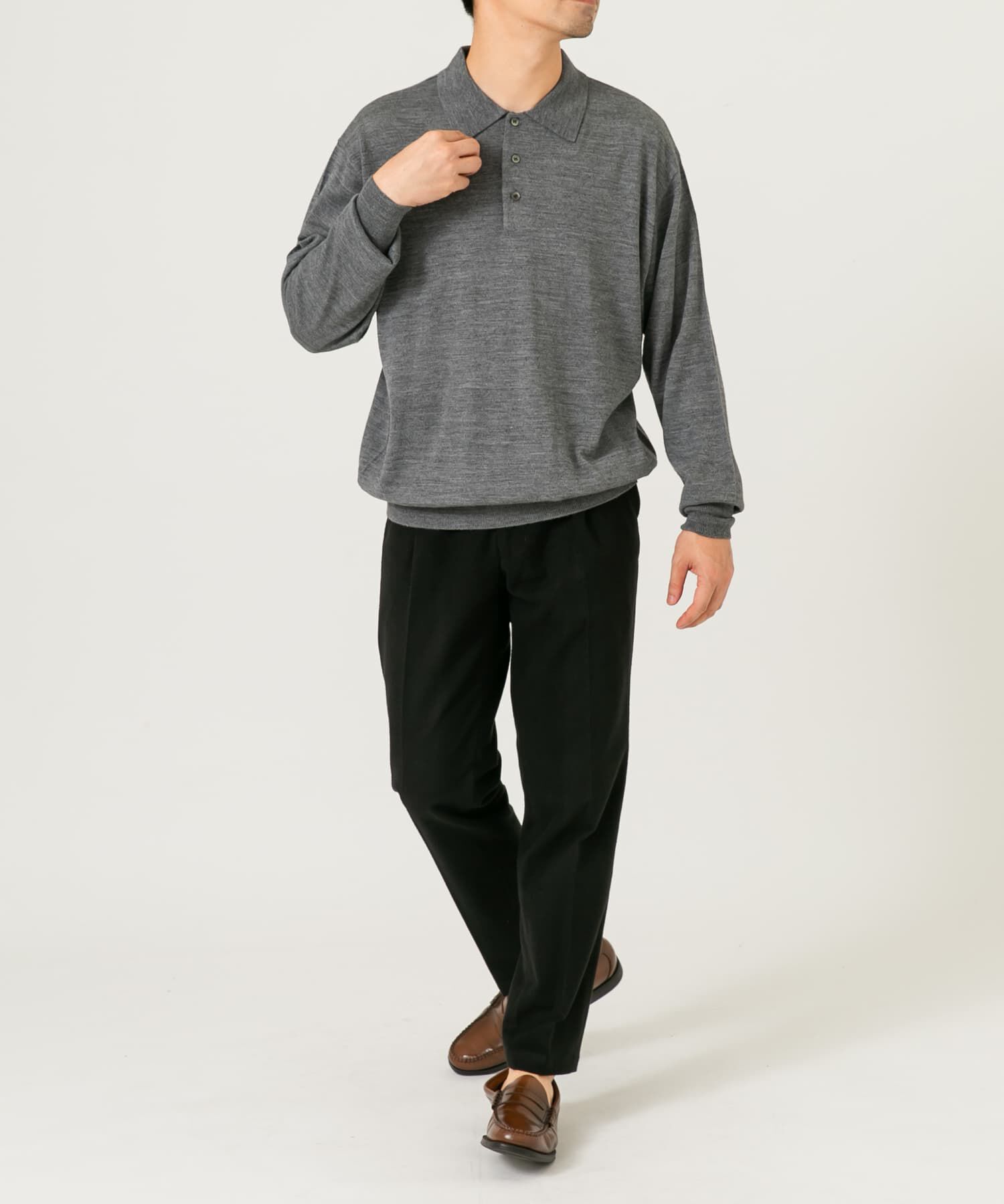 URBAN RESEARCH ROSSO「イタリア糸メリノウールニットポロシャツ」|ニット・セーター|