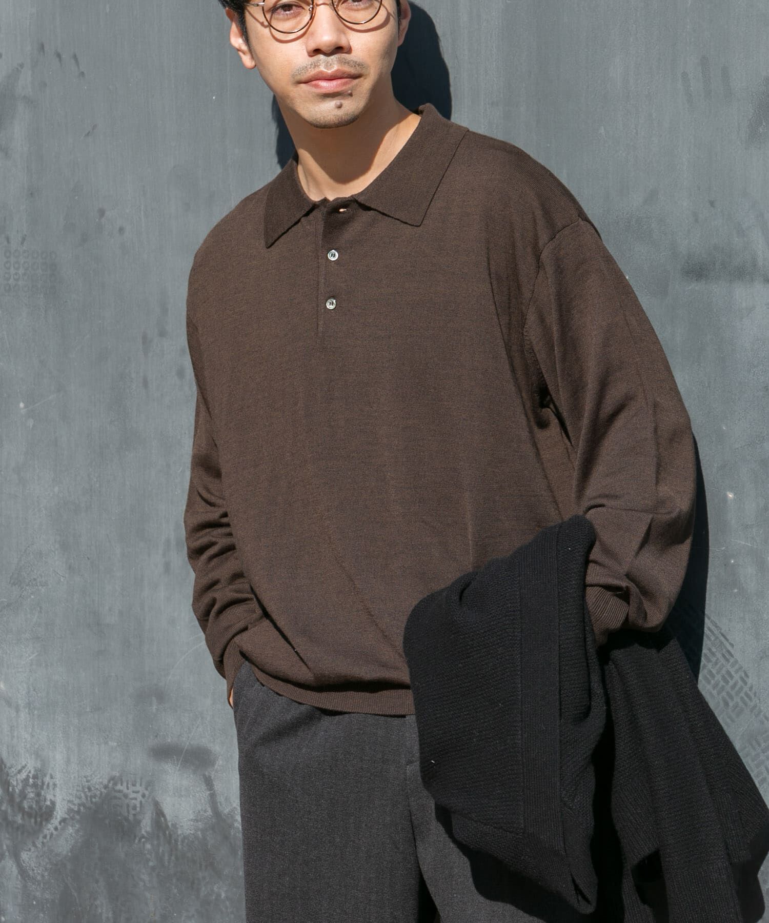 URBAN RESEARCH ROSSO「イタリア糸メリノウールニットポロシャツ」|ニット・セーター|