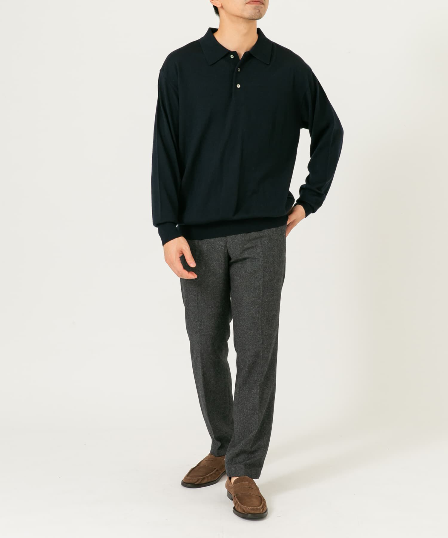 URBAN RESEARCH ROSSO「イタリア糸メリノウールニットポロシャツ」|ニット・セーター|