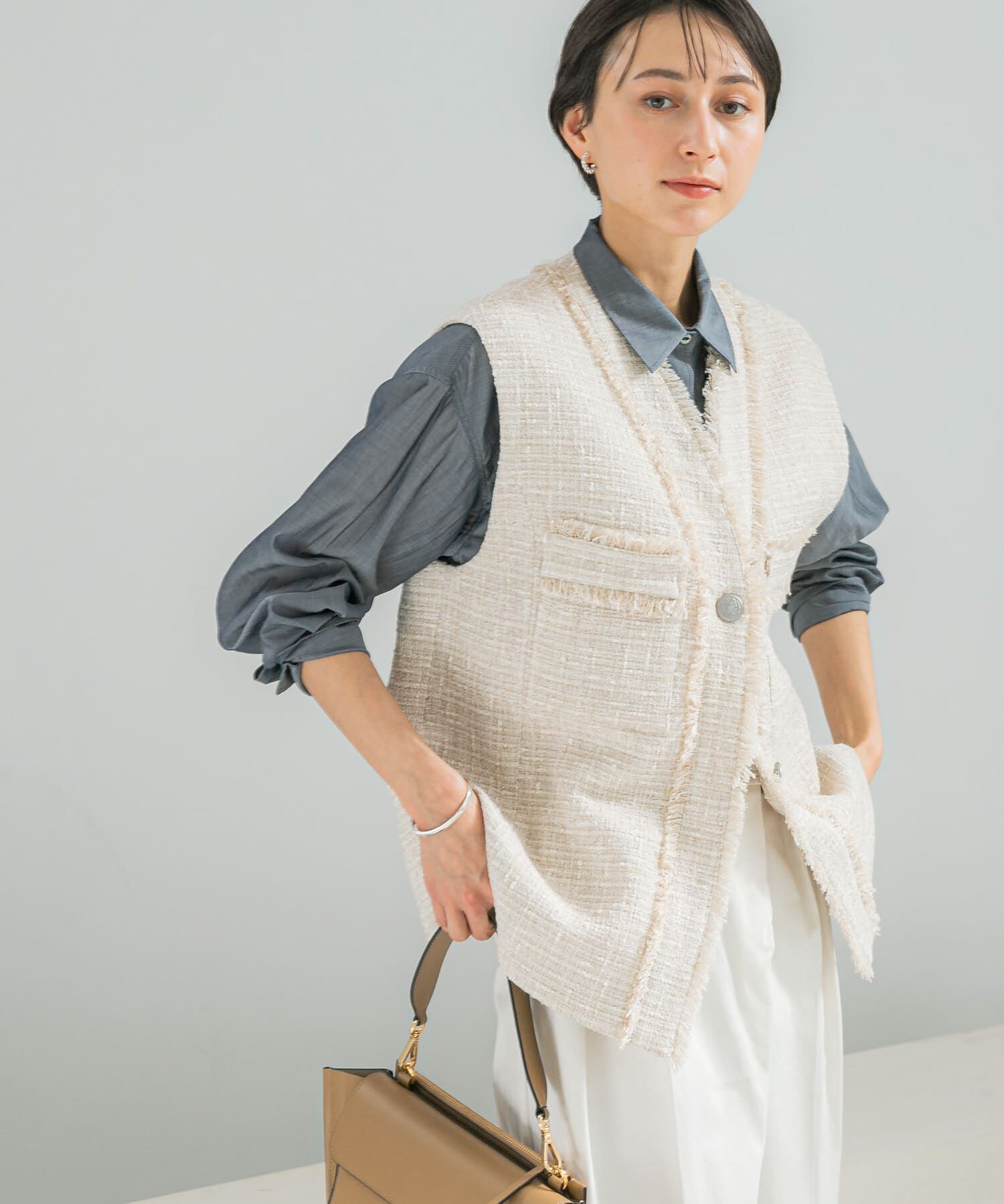 URBAN RESEARCH ROSSO「ツイードオーバージレ」|ベスト・ジレ|ベージュ