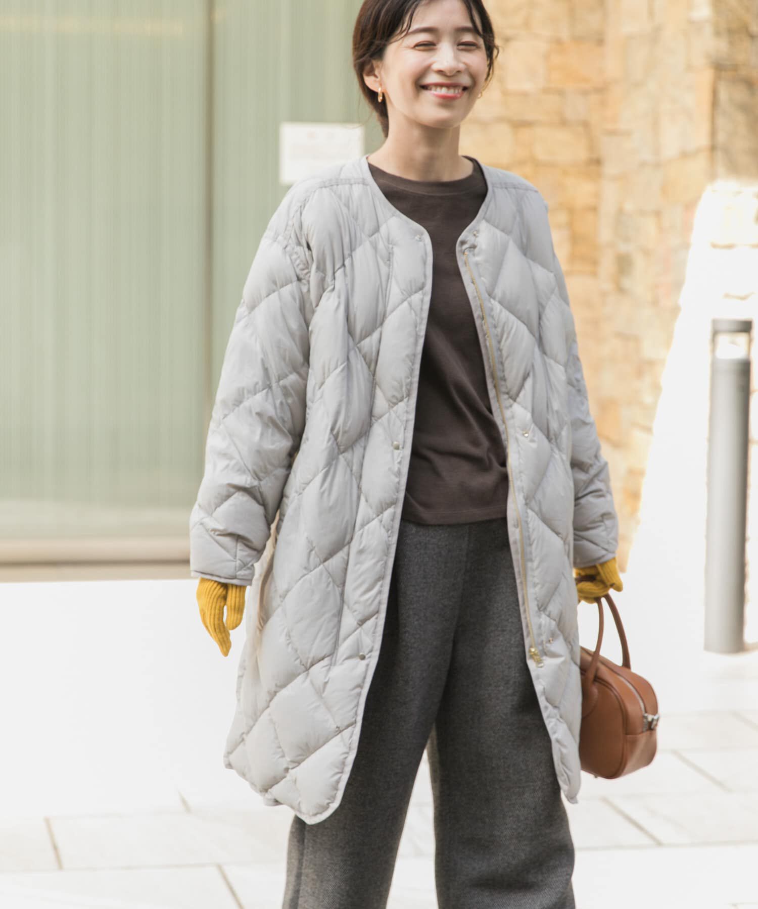 URBAN RESEARCH DOORS「ライトダウンキルトロングコート」|ノーカラーコート|