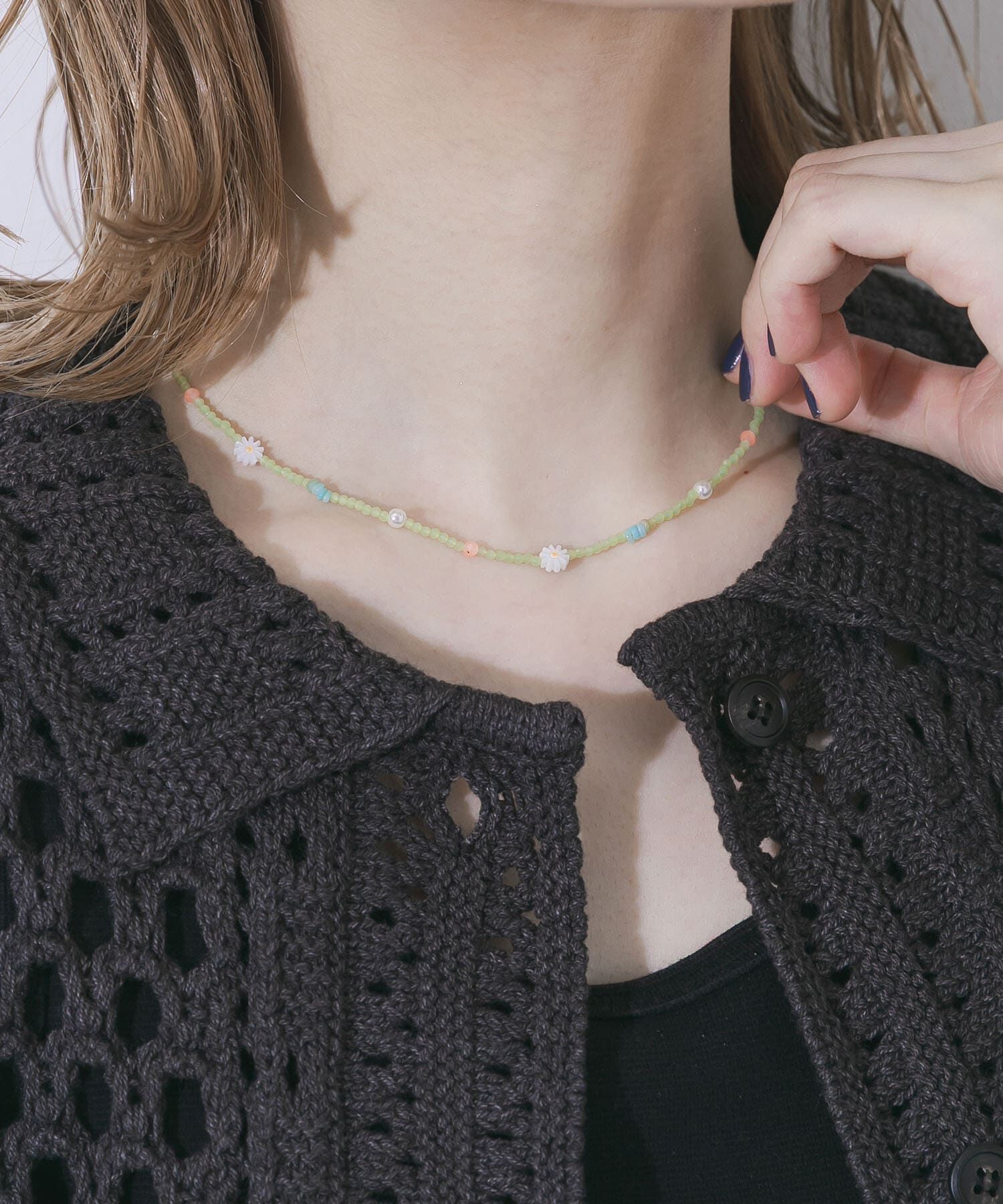 SMELLY「フラワーモチーフカラフルビーズネックレス」|ネックレス|