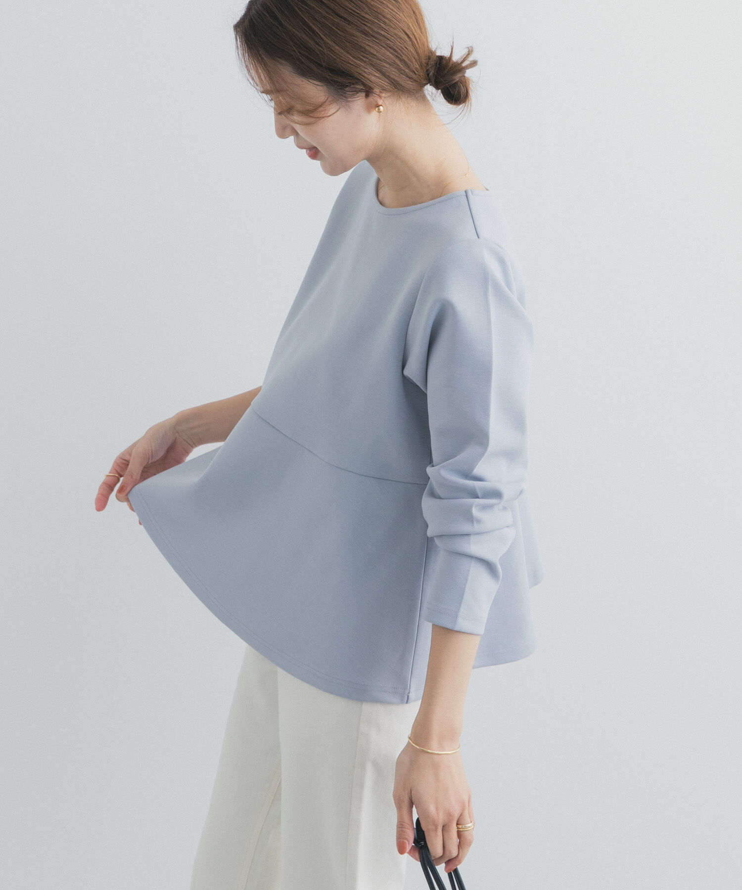 URBAN RESEARCH DOORS「ポンチペプラムプルオーバー」|Tシャツ・カットソー|ブルー系その他