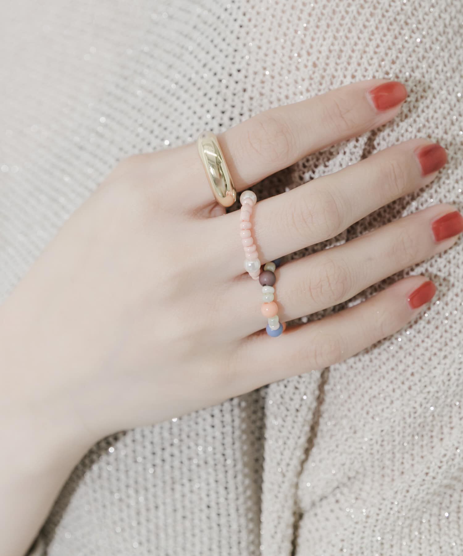 SMELLY「マルチカラービーズ3セットリング」|リング|