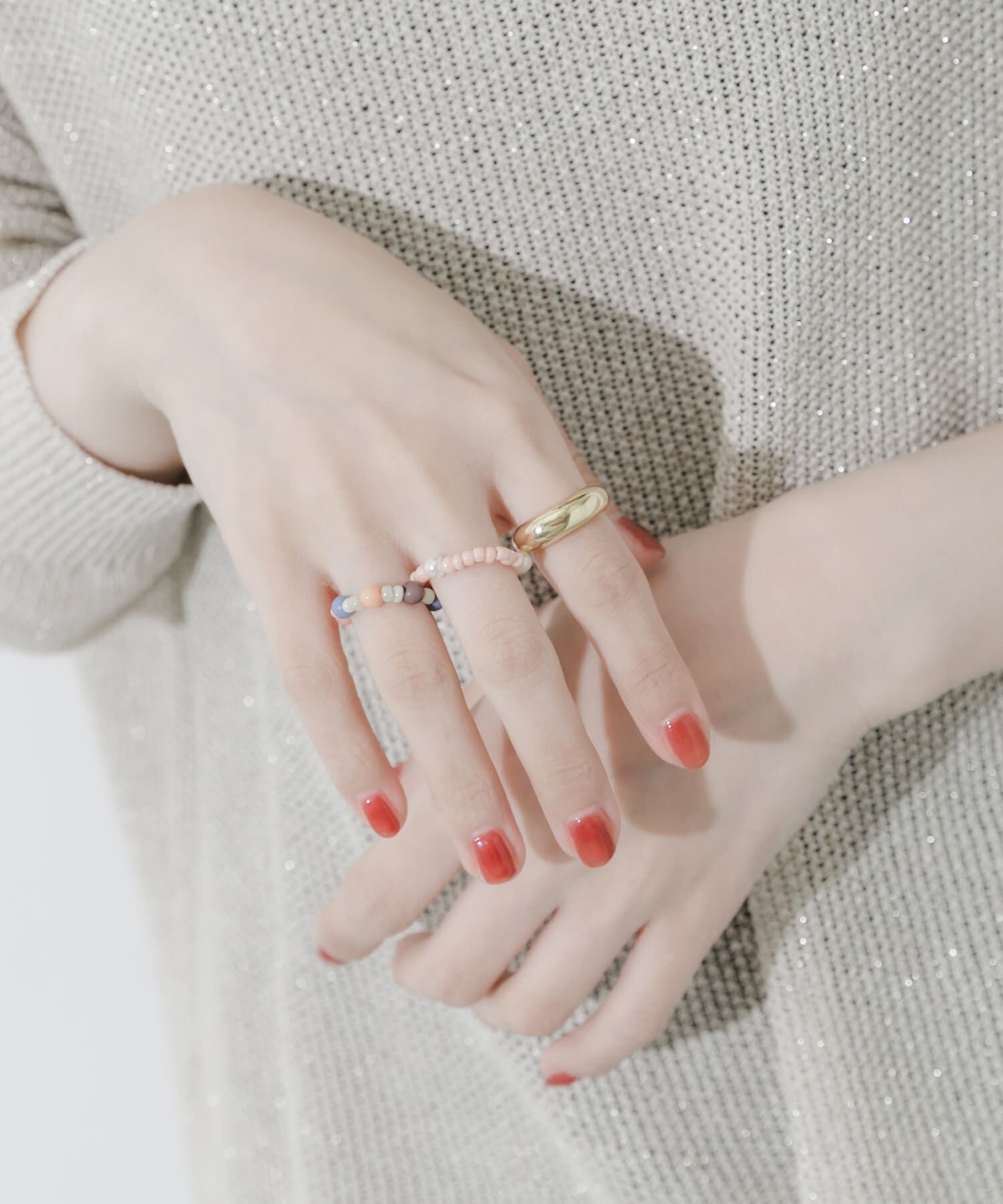 SMELLY「マルチカラービーズ3セットリング」|リング|