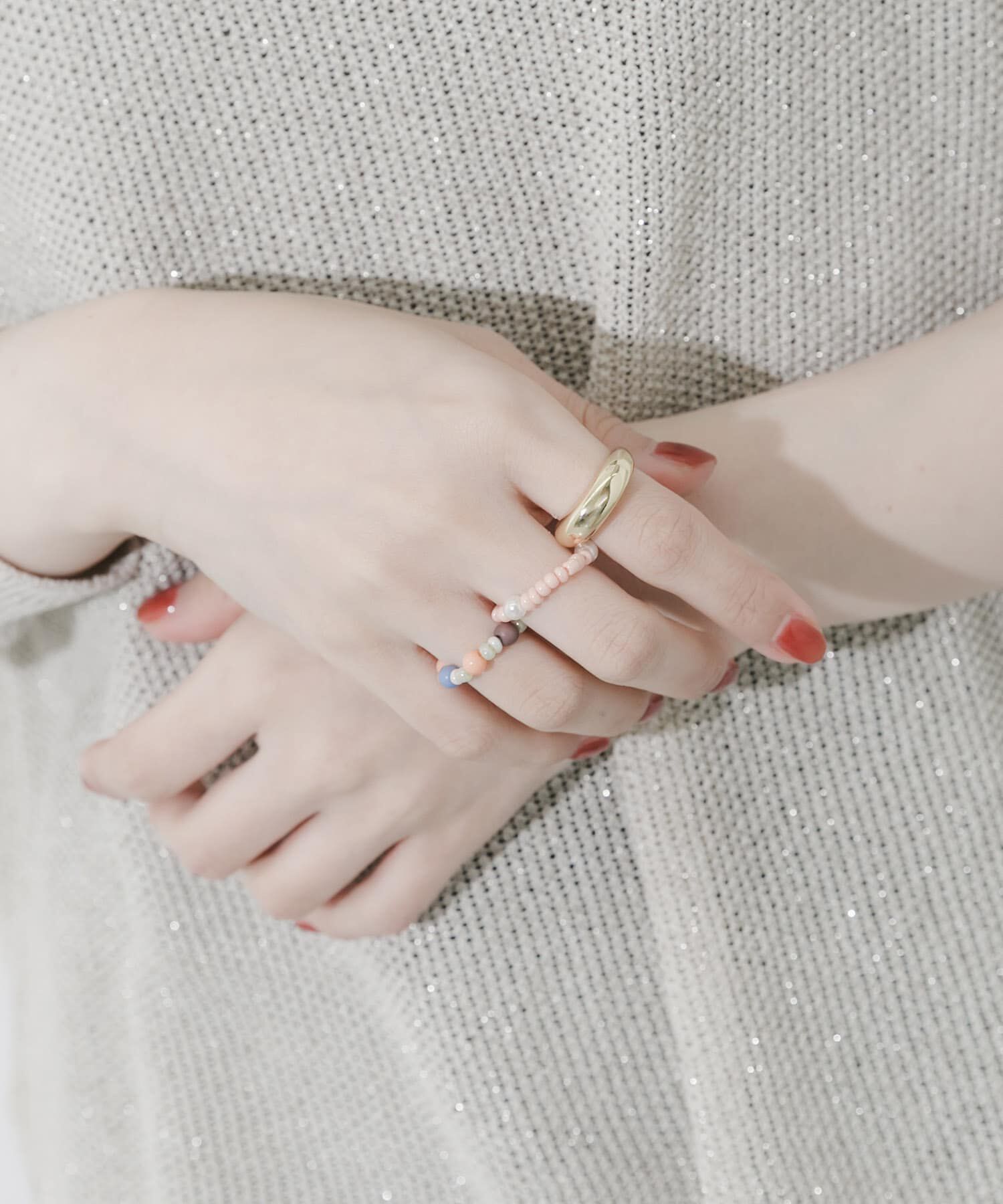 SMELLY「マルチカラービーズ3セットリング」|リング|