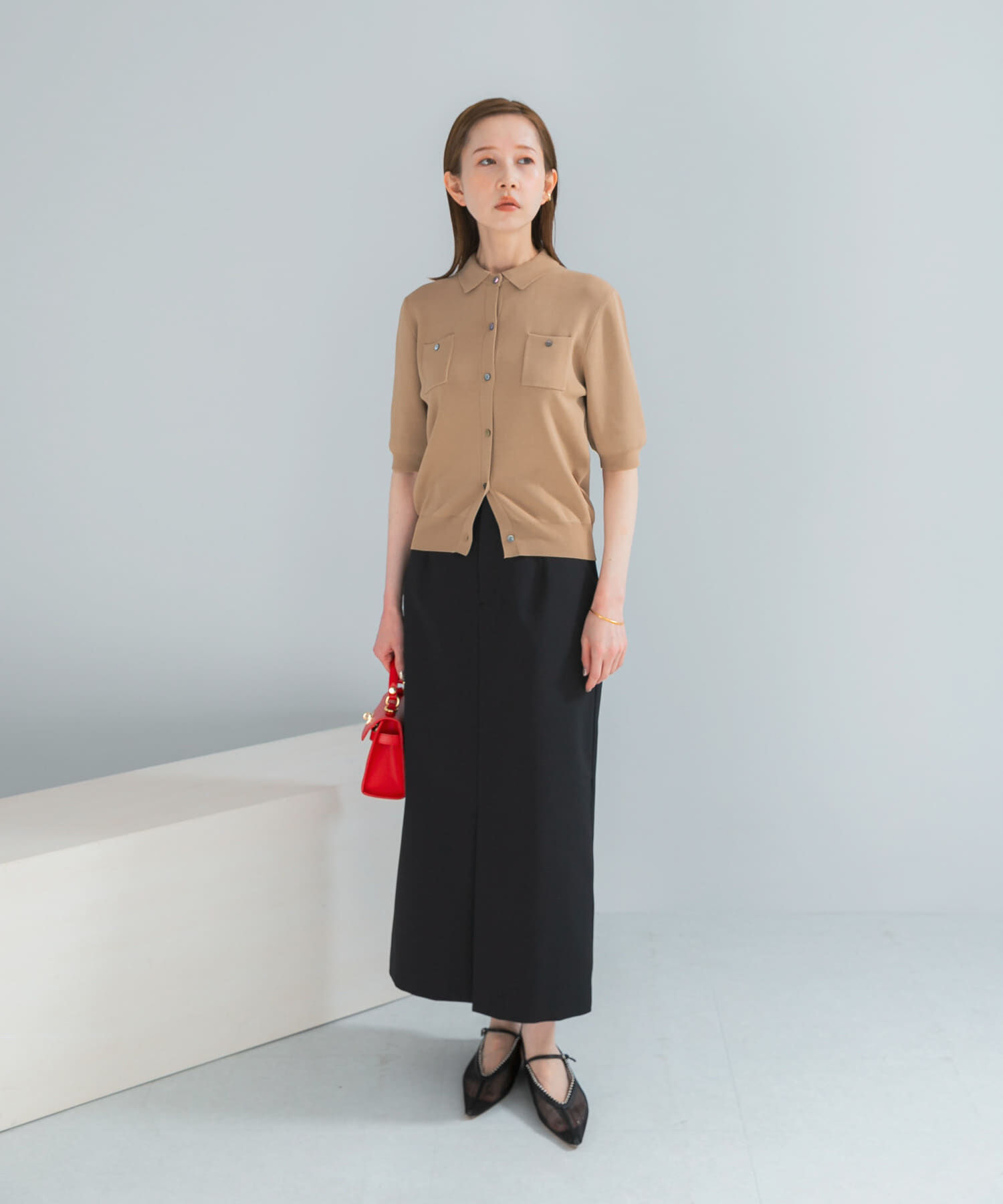 URBAN RESEARCH ROSSO「襟付コンパクト5分袖カーディガン」|カーディガン|