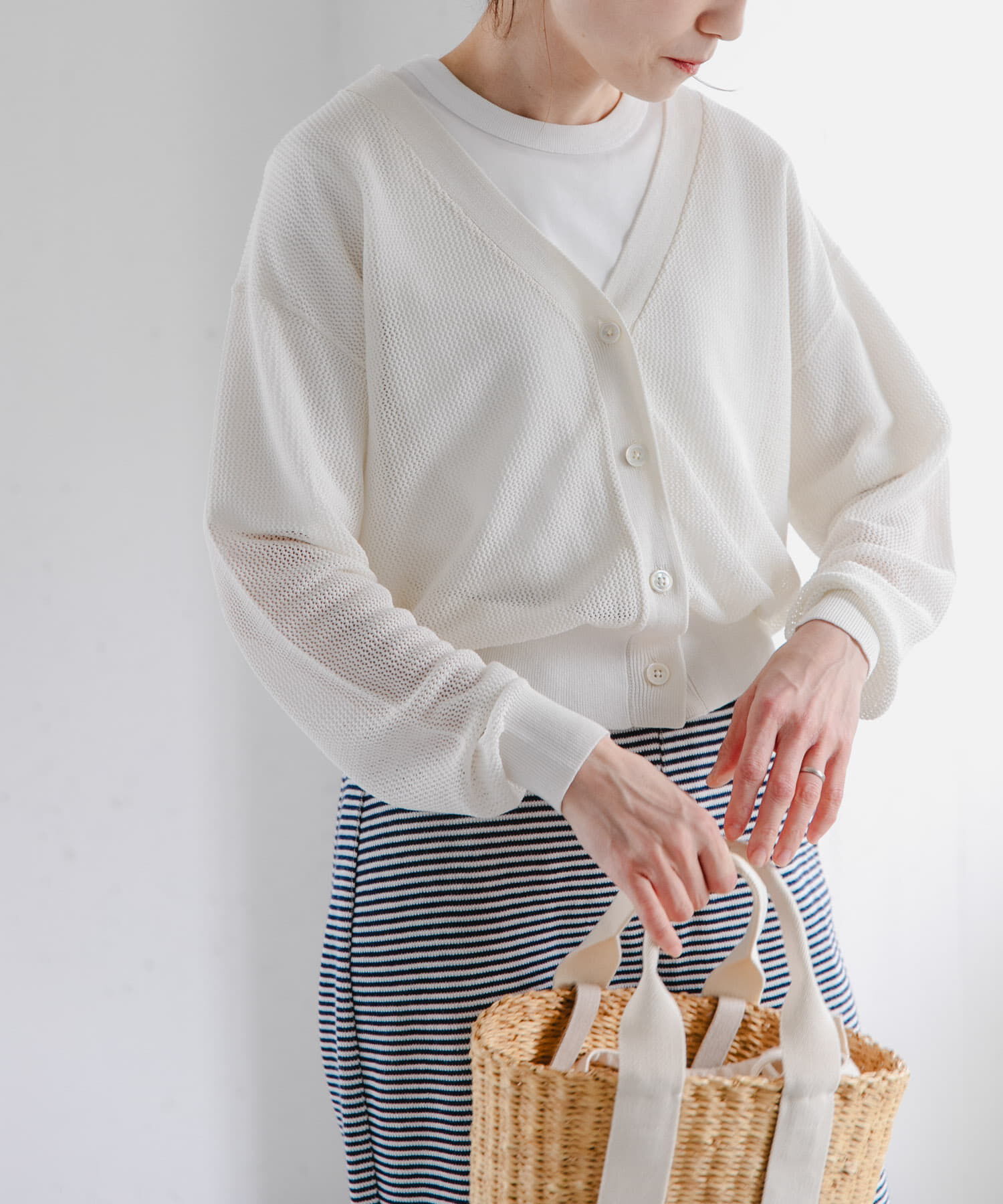 URBAN RESEARCH DOORS「FORK&SPOON　ペーパーニットカーディガン」|カーディガン|アイボリー