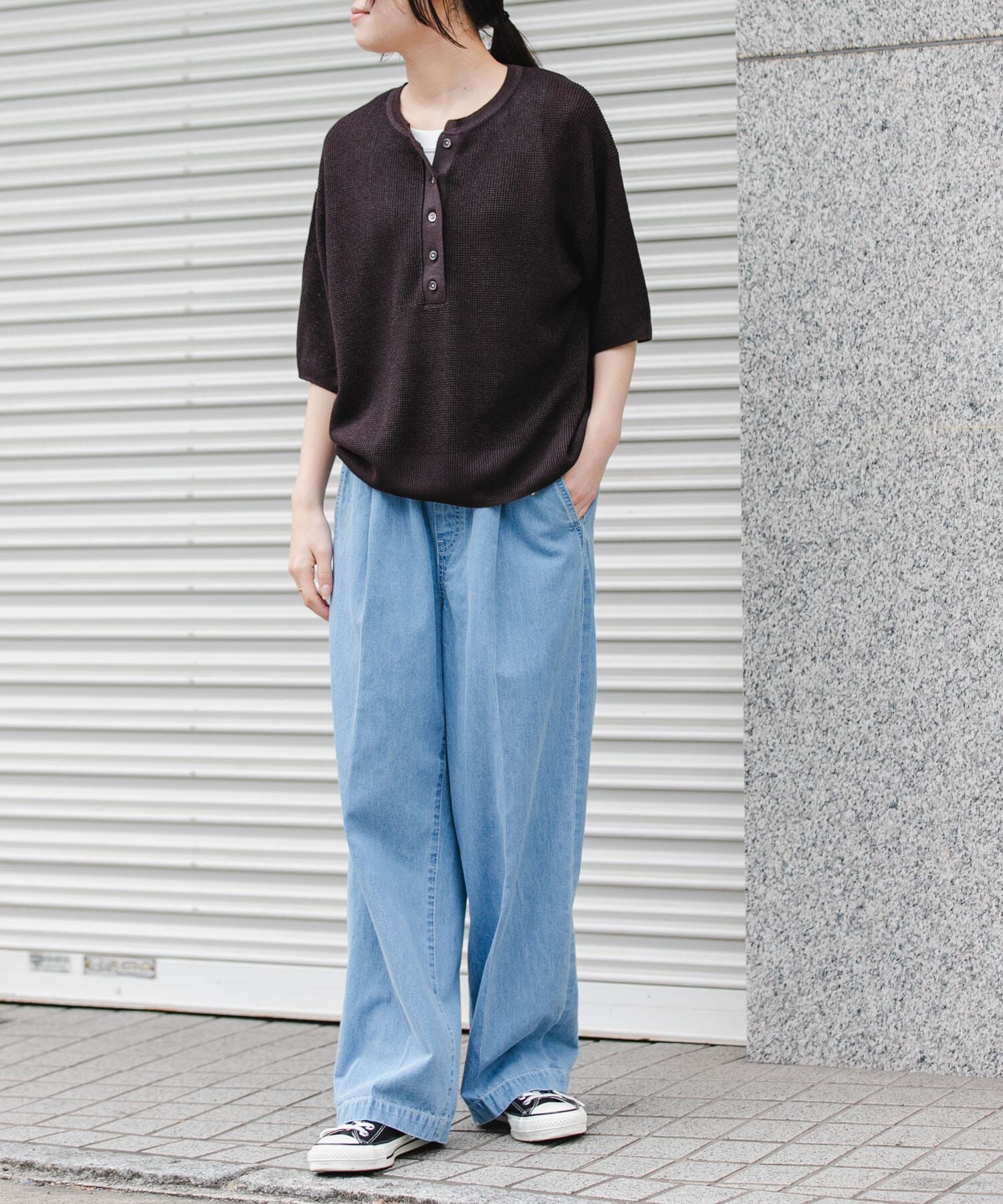 URBAN RESEARCH DOORS「FORK&SPOON　ペーパーニットヘンリーネックプルオーバー」|ニット・セーター|