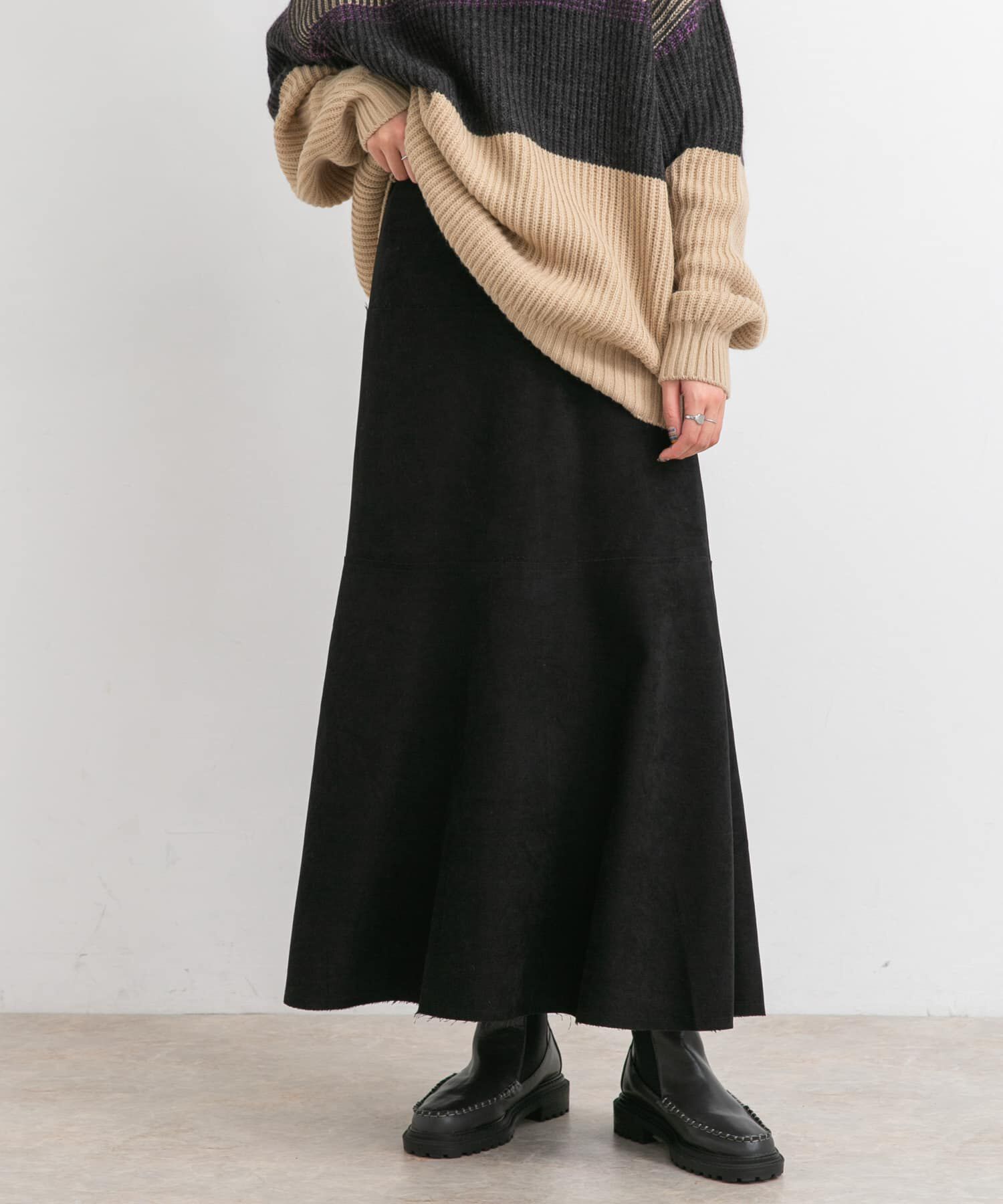  「カットオフ切替ロングスカート」|スカート|