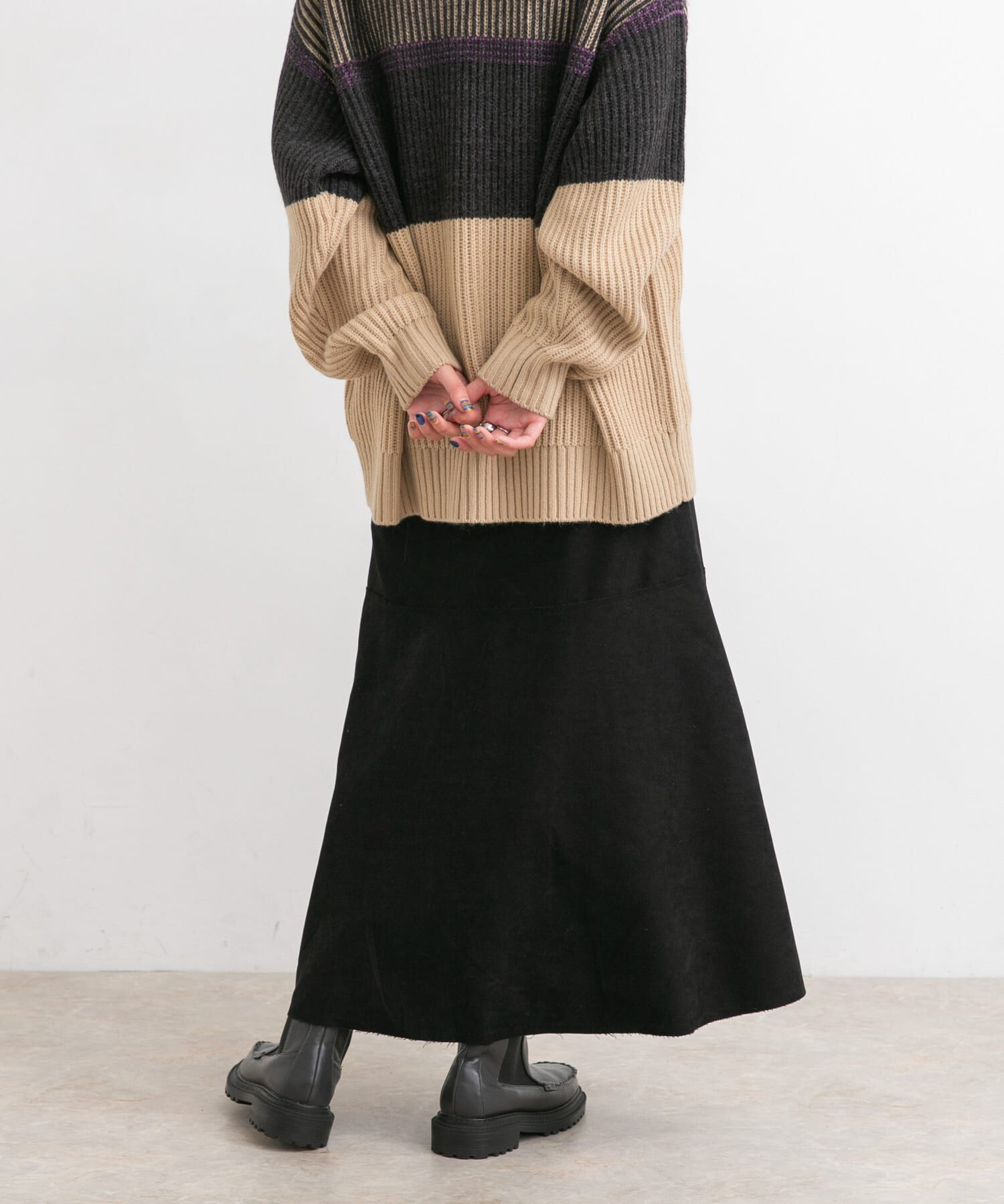  「カットオフ切替ロングスカート」|スカート|