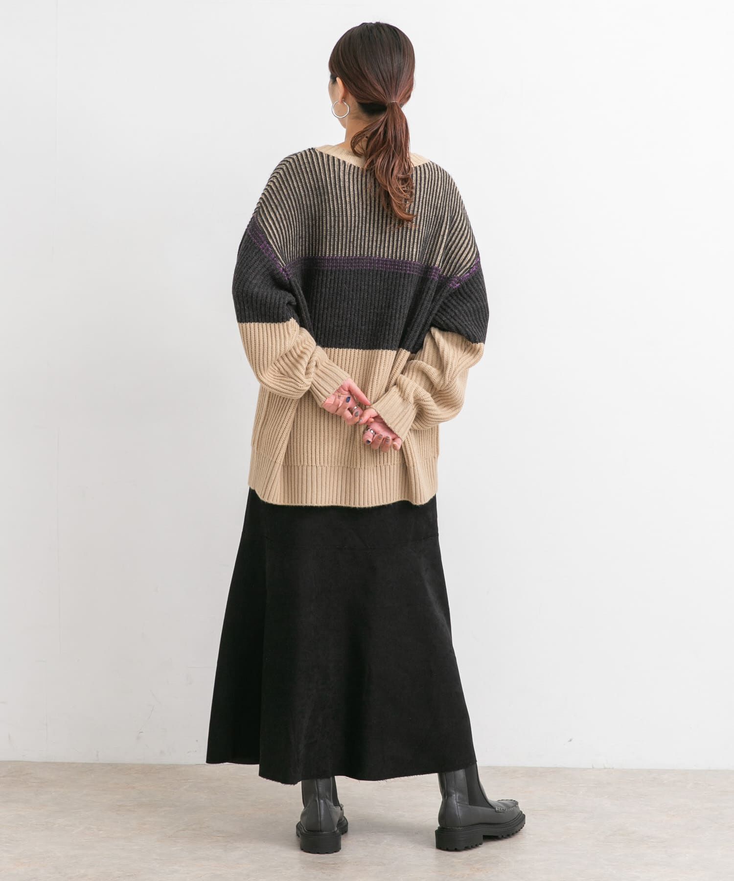  「カットオフ切替ロングスカート」|スカート|