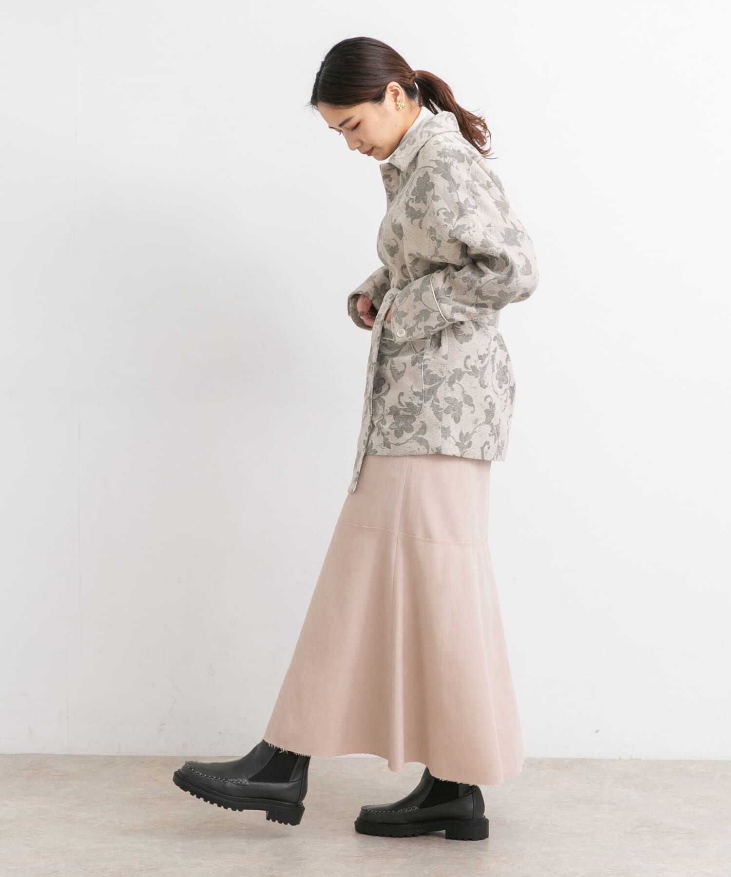  「カットオフ切替ロングスカート」|スカート|