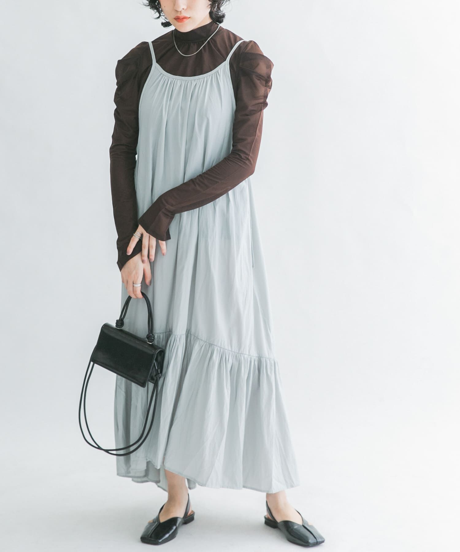  「ティアードキャミワンピース」|ワンピース|グレー系その他