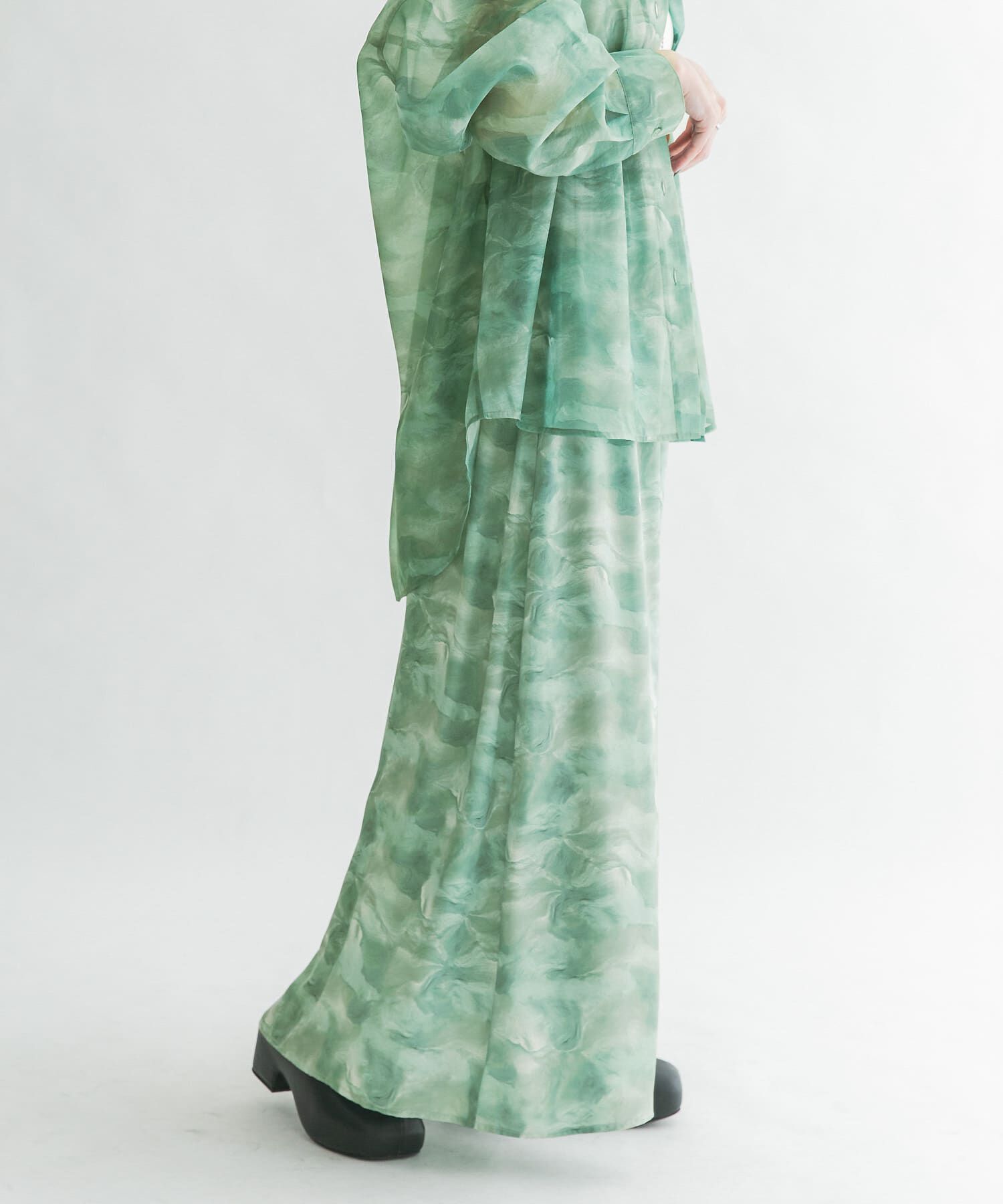  「ニュアンスプリントマキシスカート」|スカート|