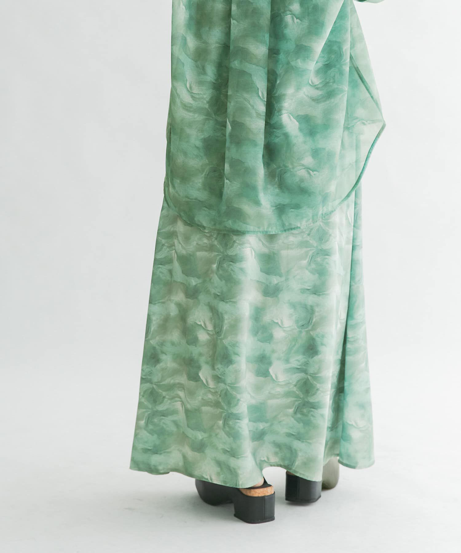  「ニュアンスプリントマキシスカート」|スカート|