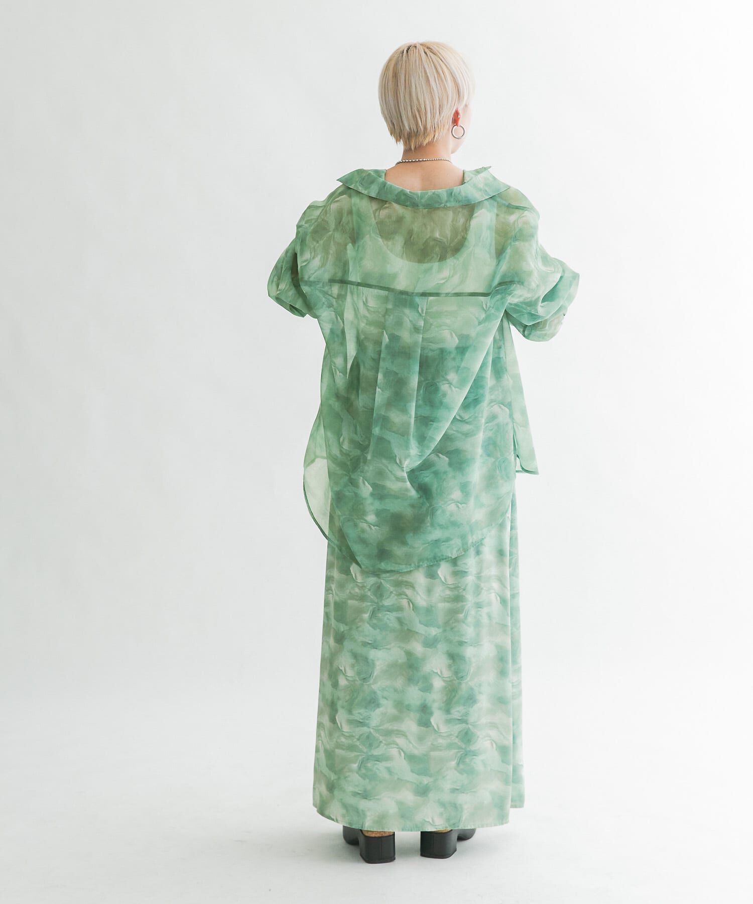  「ニュアンスプリントマキシスカート」|スカート|