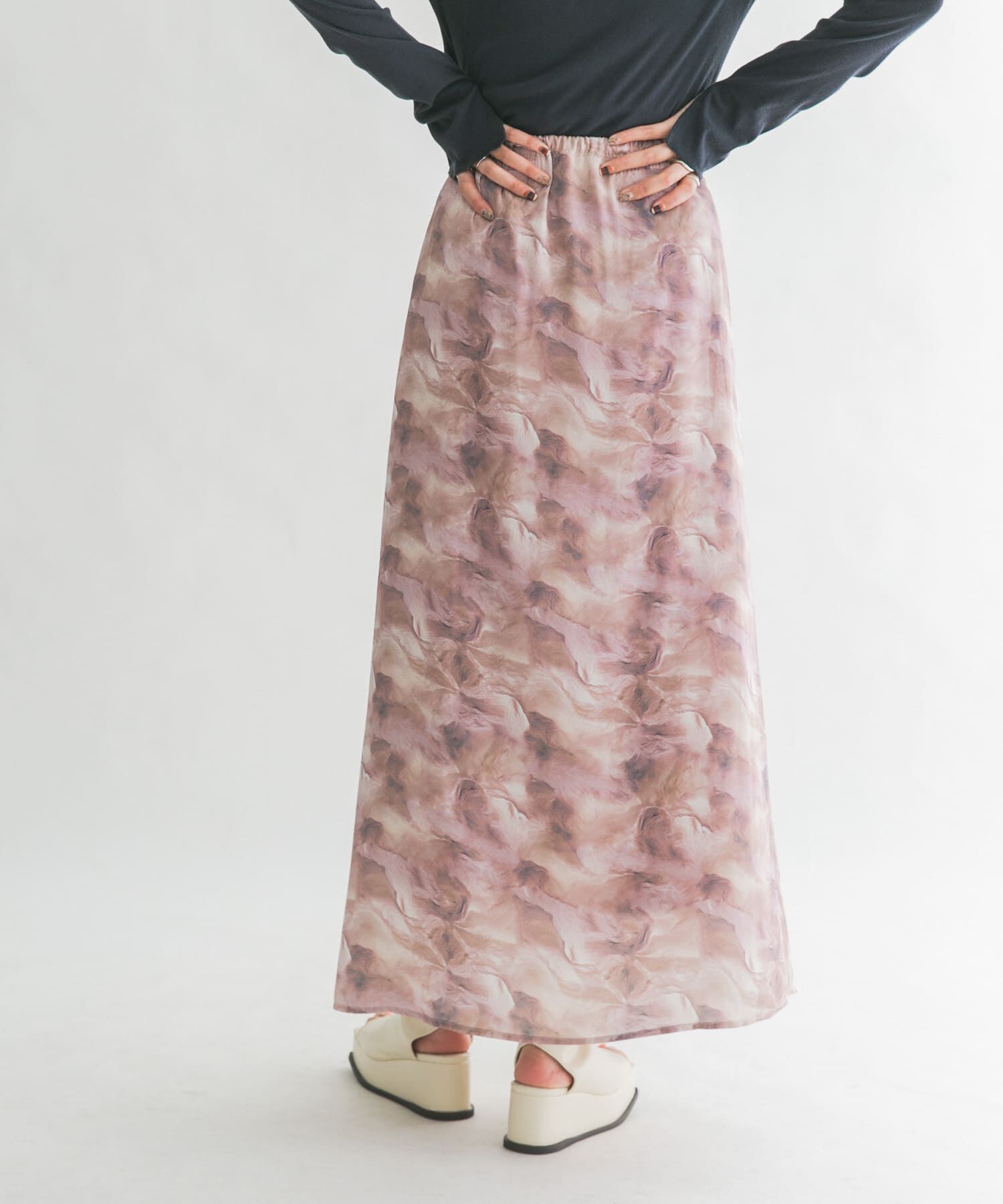  「ニュアンスプリントマキシスカート」|スカート|