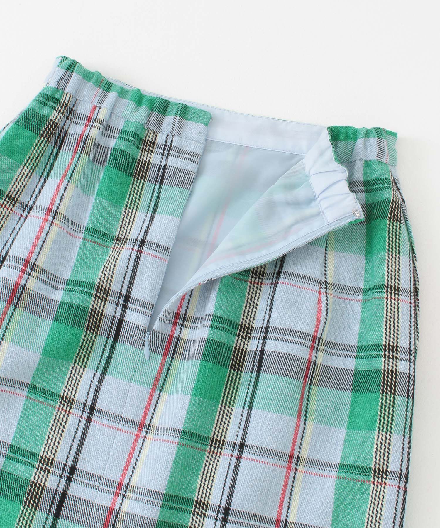  「チェックIラインミディスカート」|スカート|