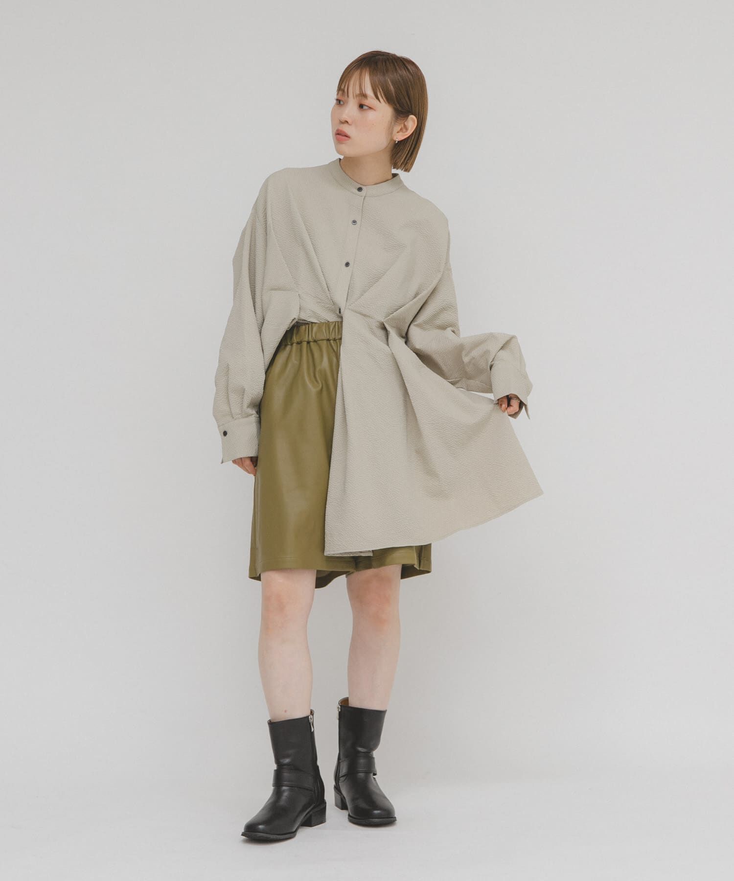  「ウエストタックロングシャツ」|シャツ・ブラウス|