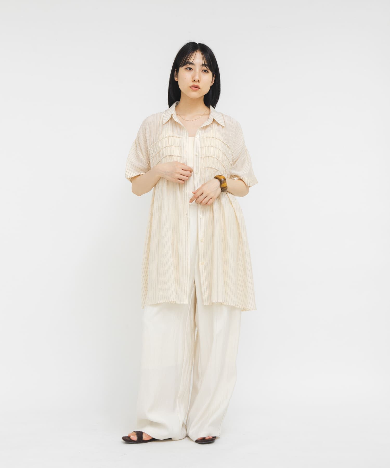  「ターンナップシャーリングミニワンピース」|ワンピース|