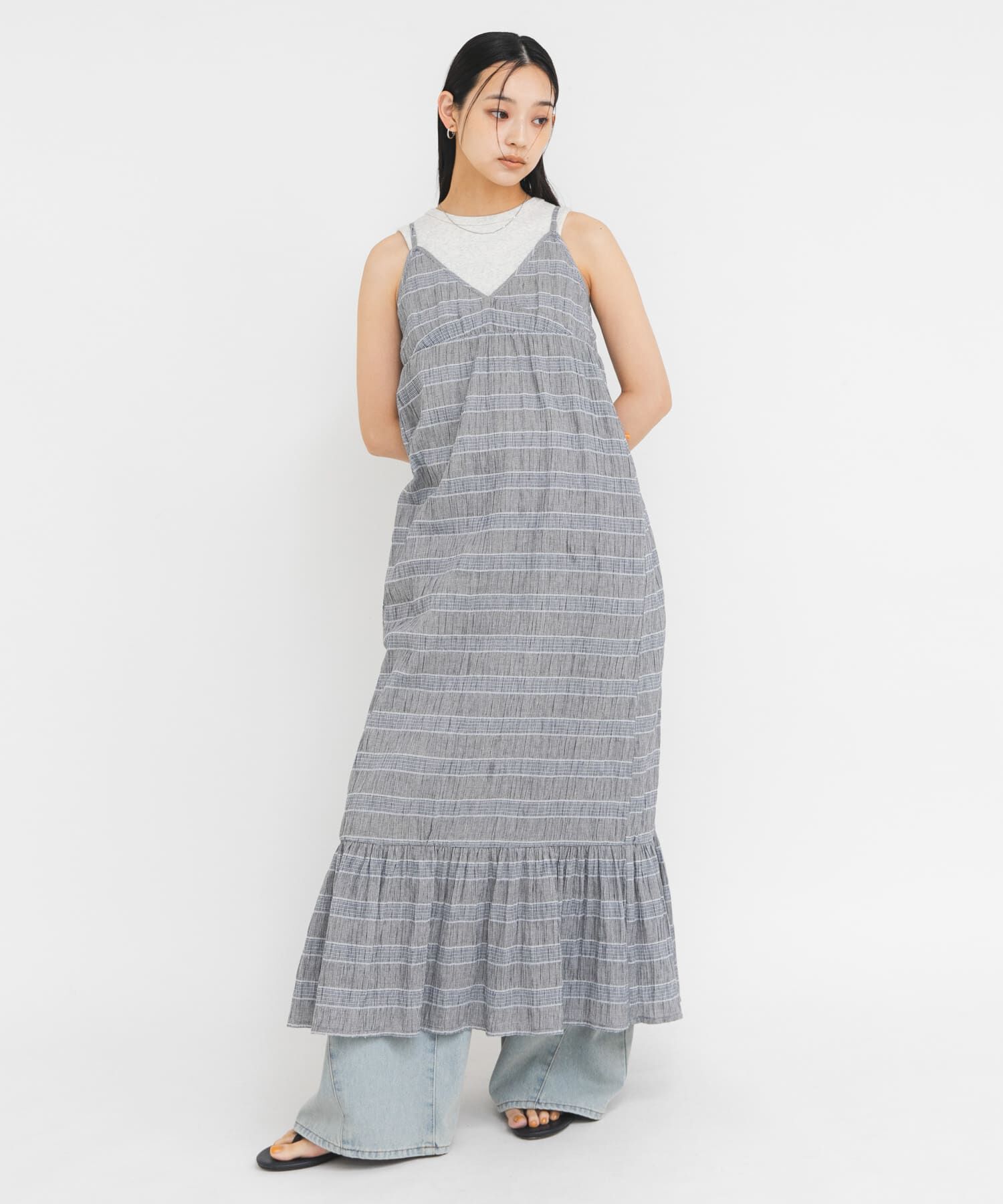  「マジョリカプリーツチェックキャミワンピース」|その他|